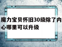 魔力宝贝怀旧30级除了内心哪里可以升级的简单介绍